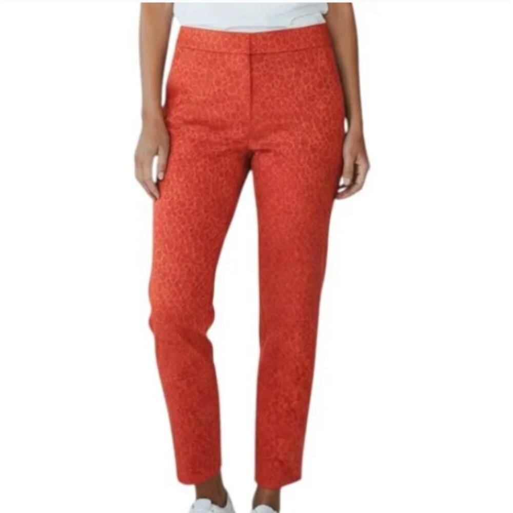 Loft Marisa Cropped Ankle Textured Leopard Print Pants Size 2